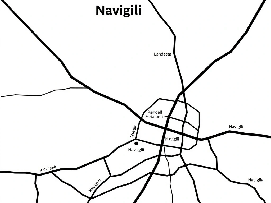 Minimalist map of Navigli district highlighting the studio location.